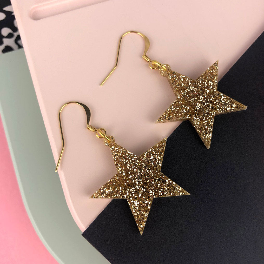 Glitter hot sale star earrings