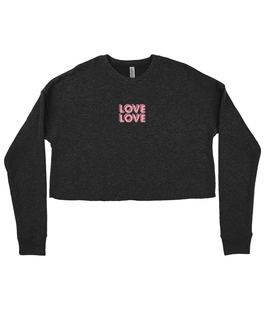 Love Love tee - Embroidered Ladies Cropped Sweatshirt