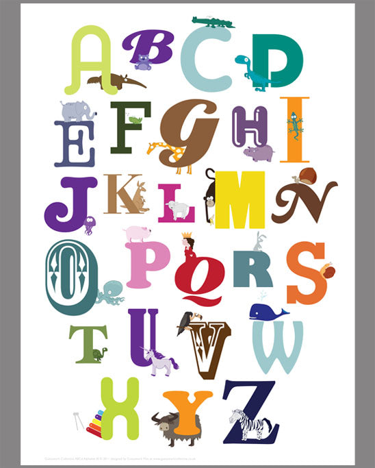 Alphabet for kids with characters Print/poster