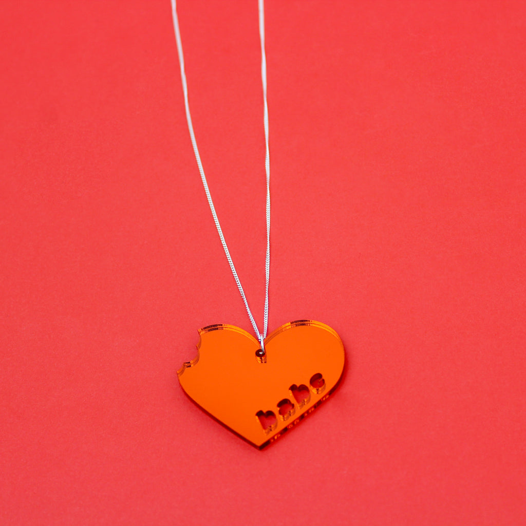 Babe heart necklace - acrylic & sterling silver