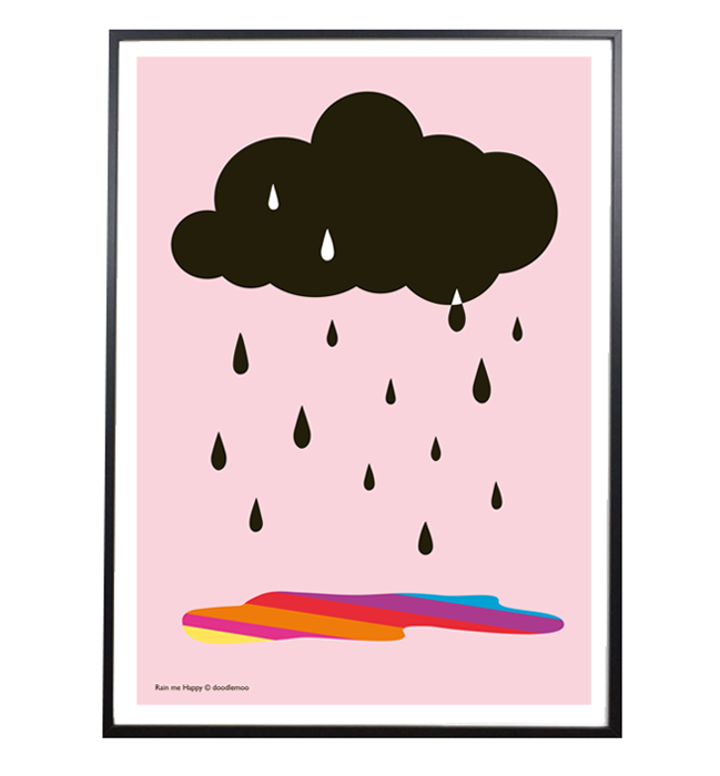 Cloud Print 'Rain me Happy' pink