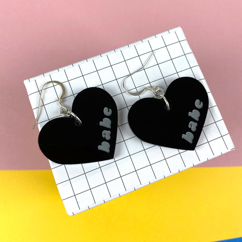 'Babe' Heart Earrings