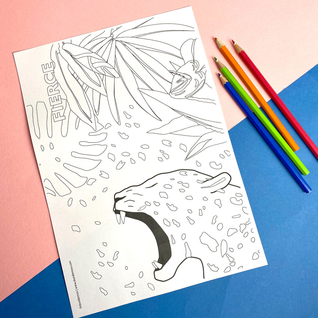 FIERCE - Free printable colour me in