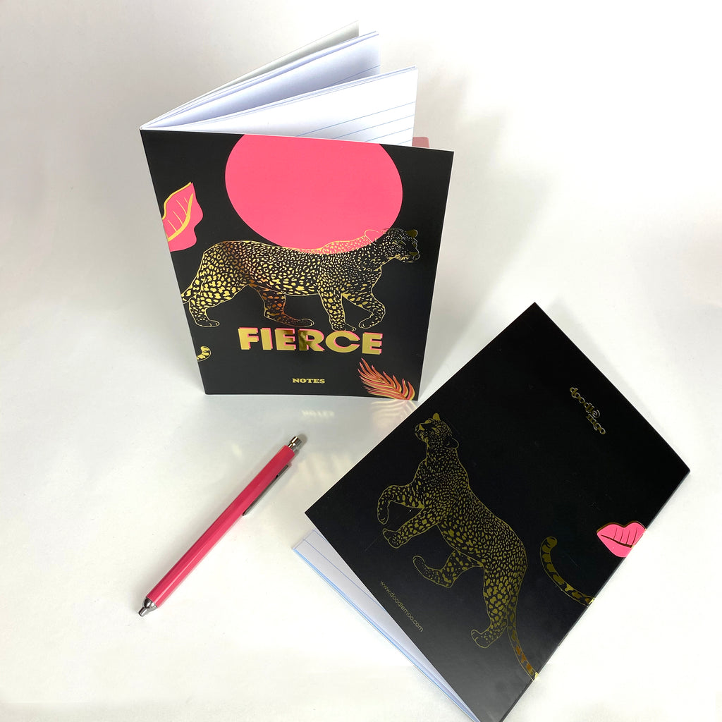 'Fierce' Leopard NoteBook with Gold foil details