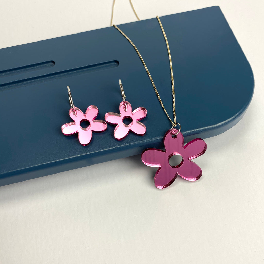 Flower power acrylic necklace - Sterling Silver