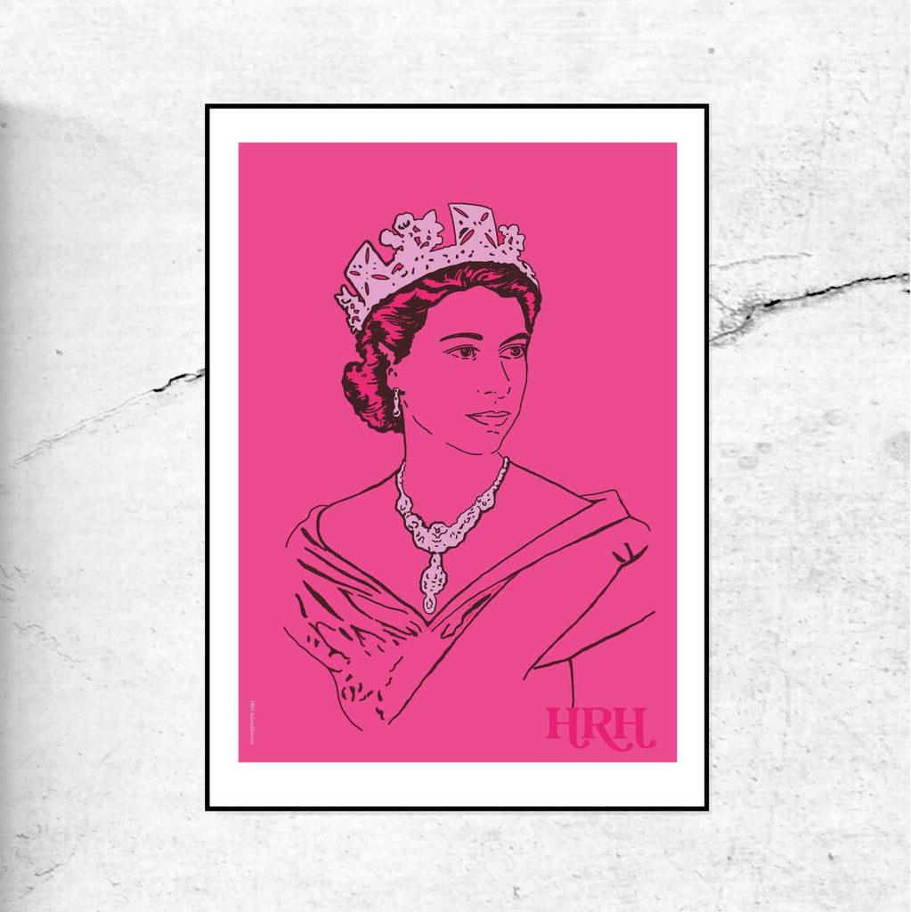 HRH - Queen Elizabeth II - Illustrated Print
