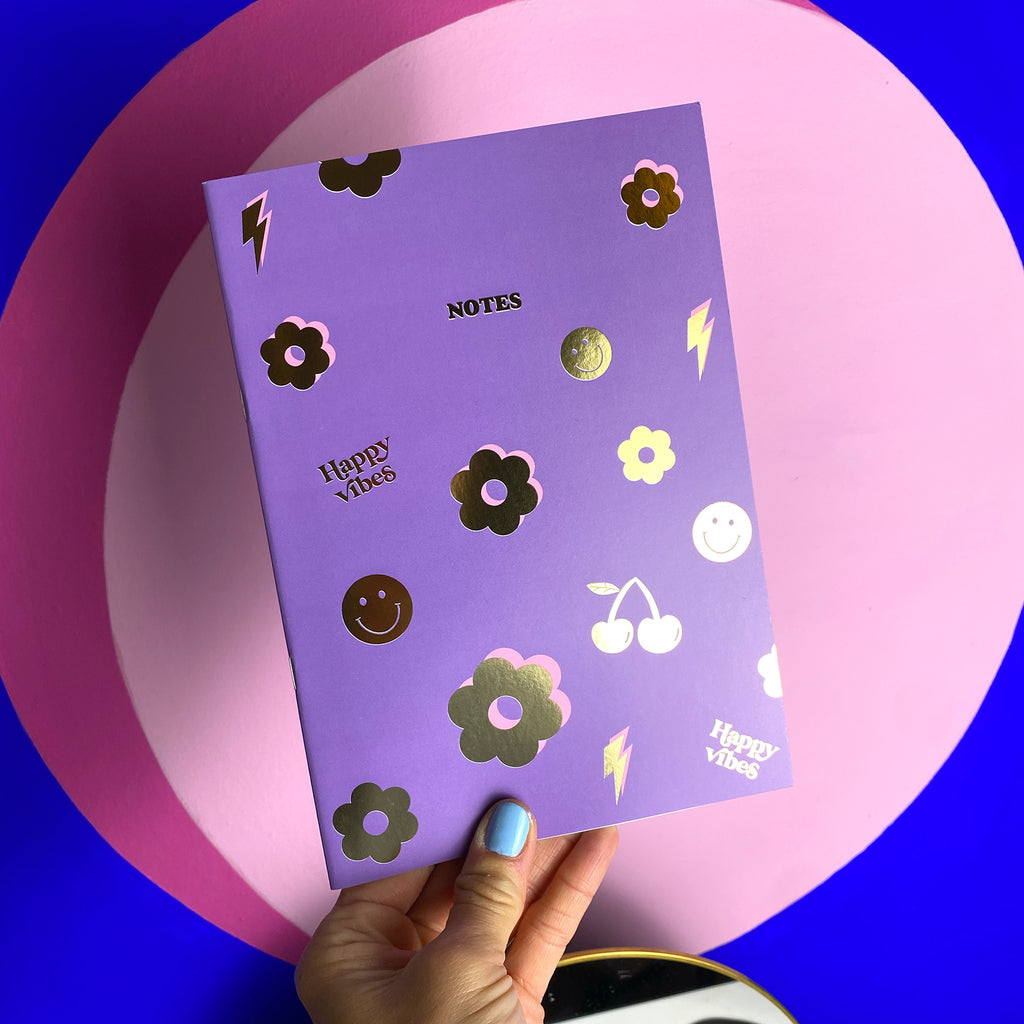Happy Notes Lilac - NoteBook with Gold foil
