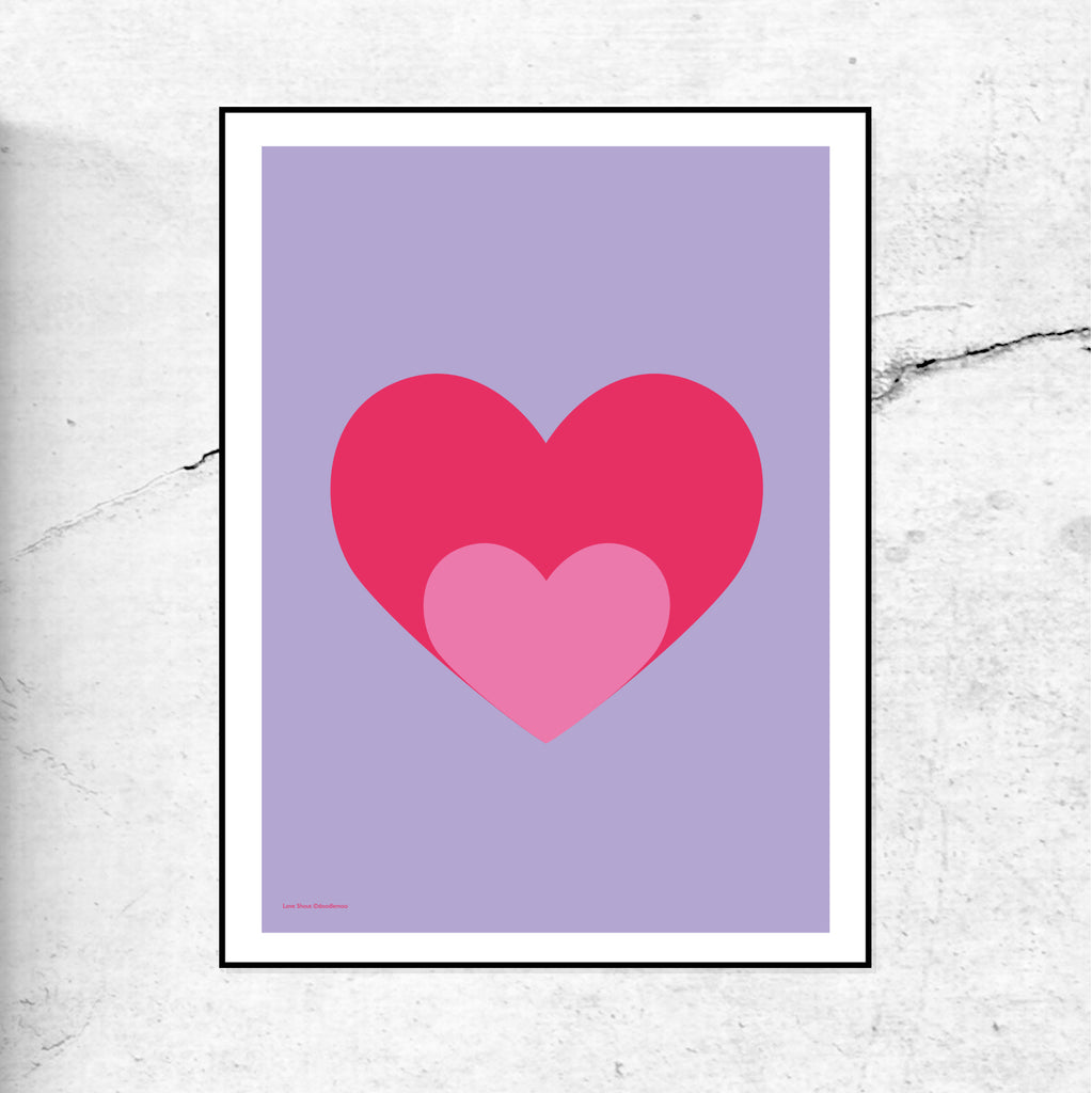 LOVE SHOUT - Heart Print/poster Lilac