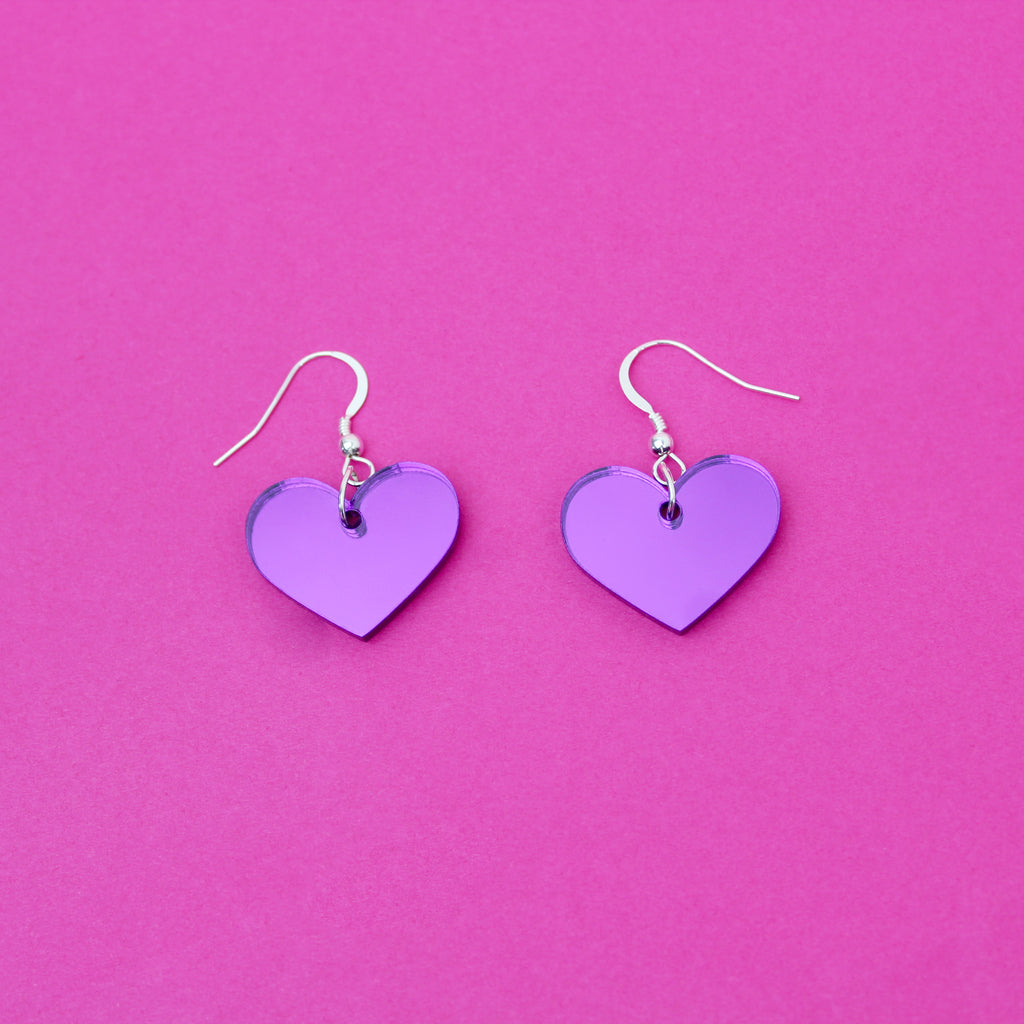 Heart Earrings - acrylic & sterling
