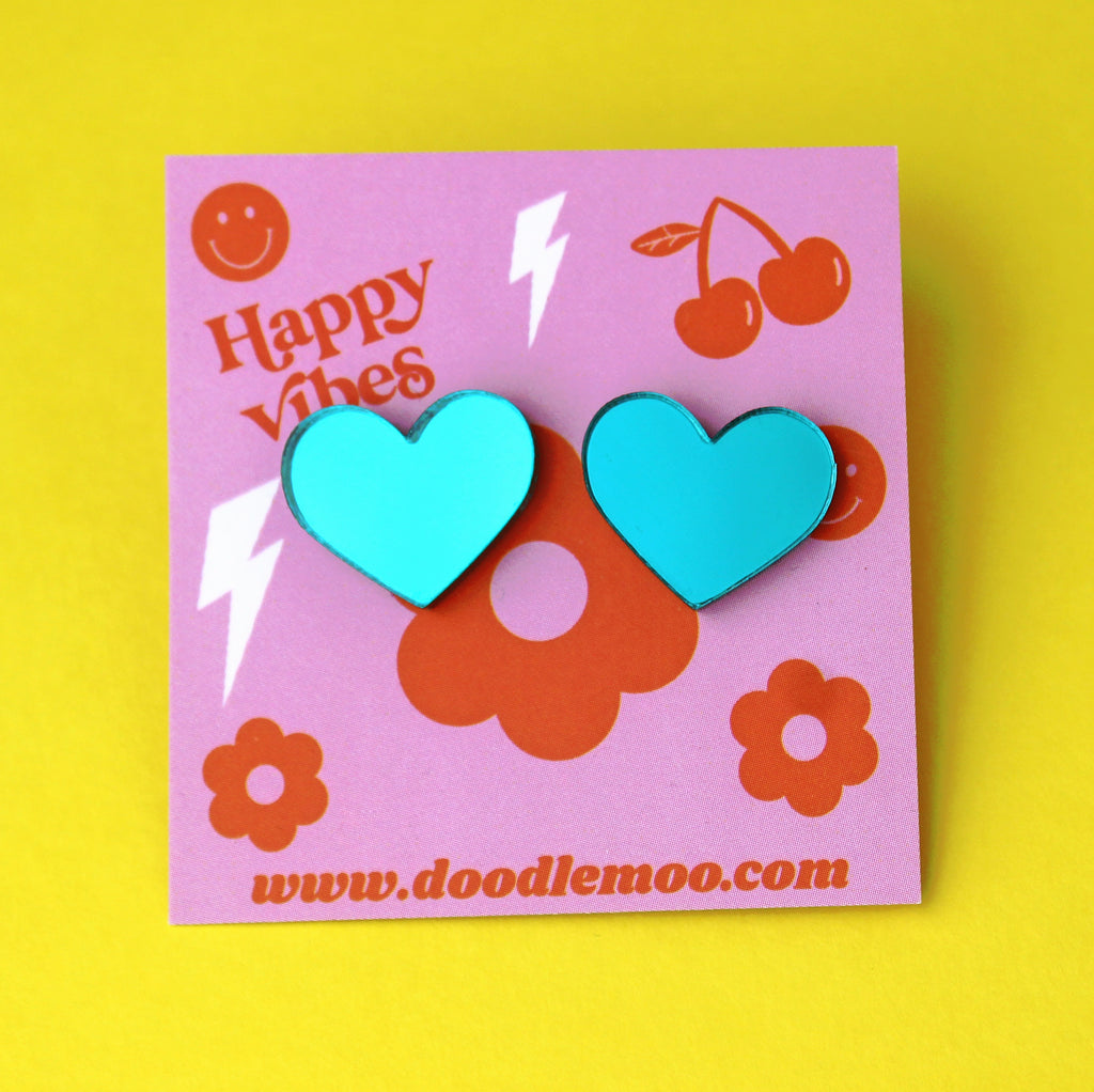 Heart studs - Acrylic & sterling silver