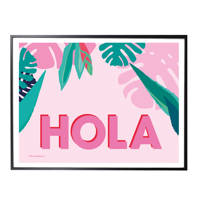 HOLA Tropical Art Print in pink