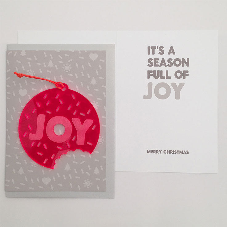 JOY acrylic bauble with Christmas card