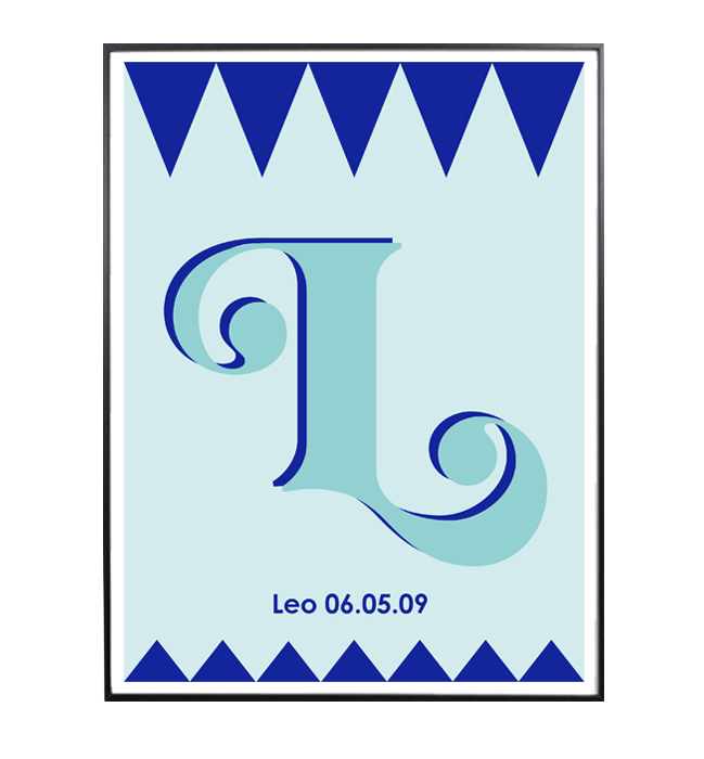 PERSONALISED LETTER POSTER; with name and date of birth