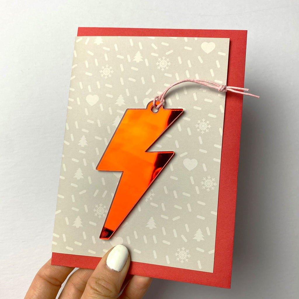 Lightning Bolt Christmas Bauble with card