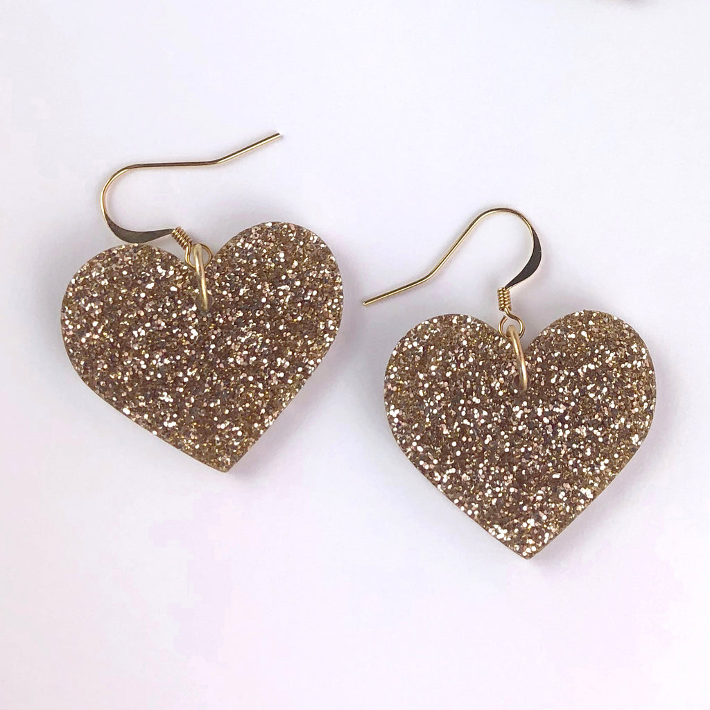 Love Rocks - Gold Glitter Earrings