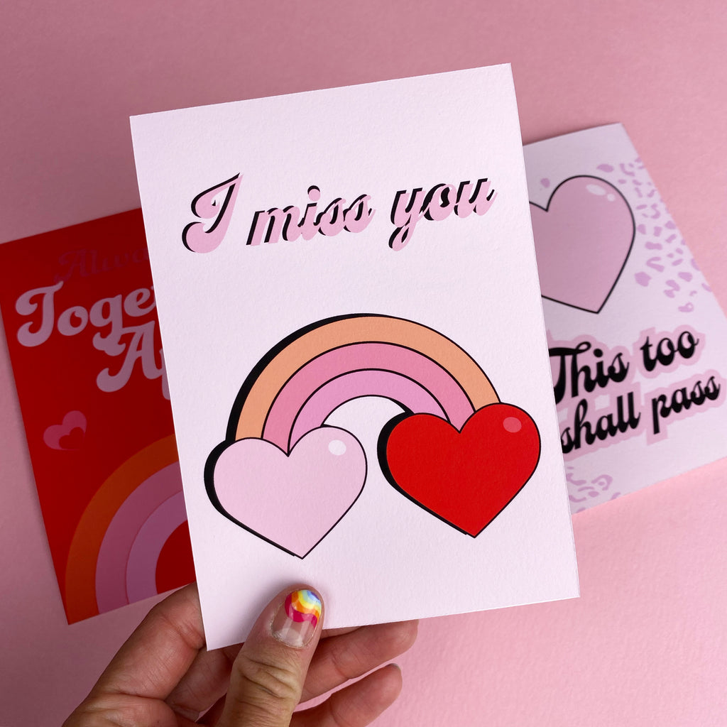 Heart & Rainbow 'Miss You' Mini print