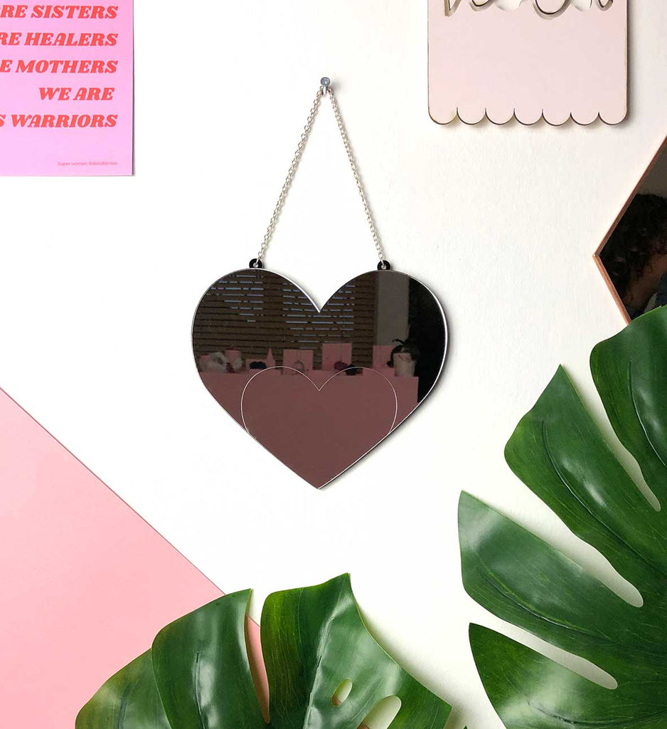 Heart mirror by Doodlemoo. Our Love mirror is perfect for any room in the moedern home.