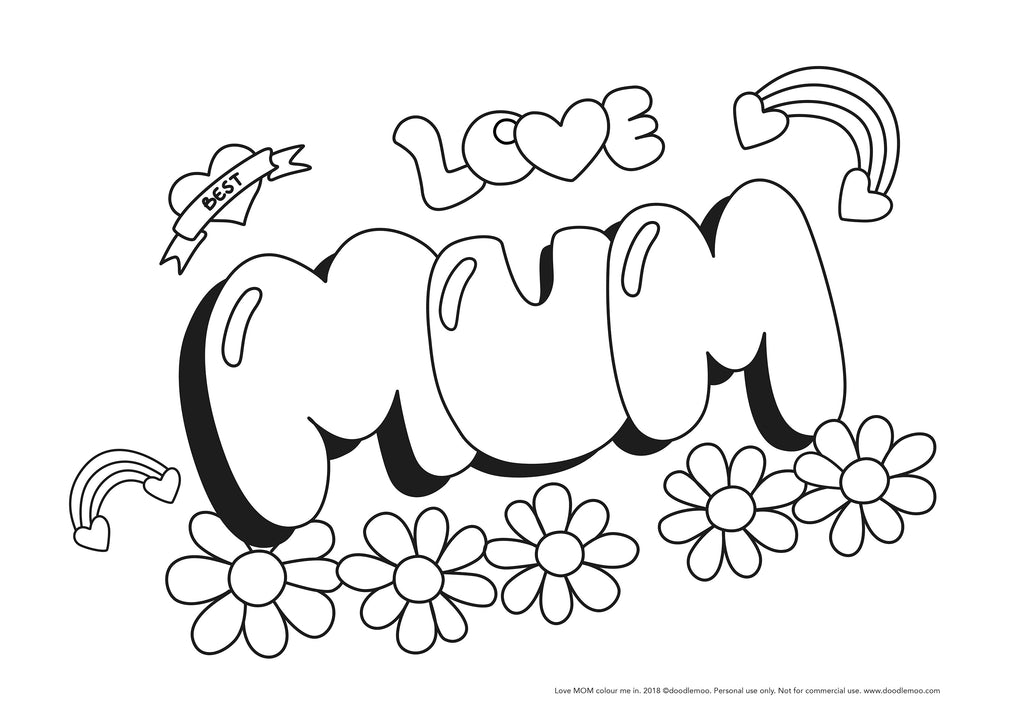 Love Mum free colouring in sheet