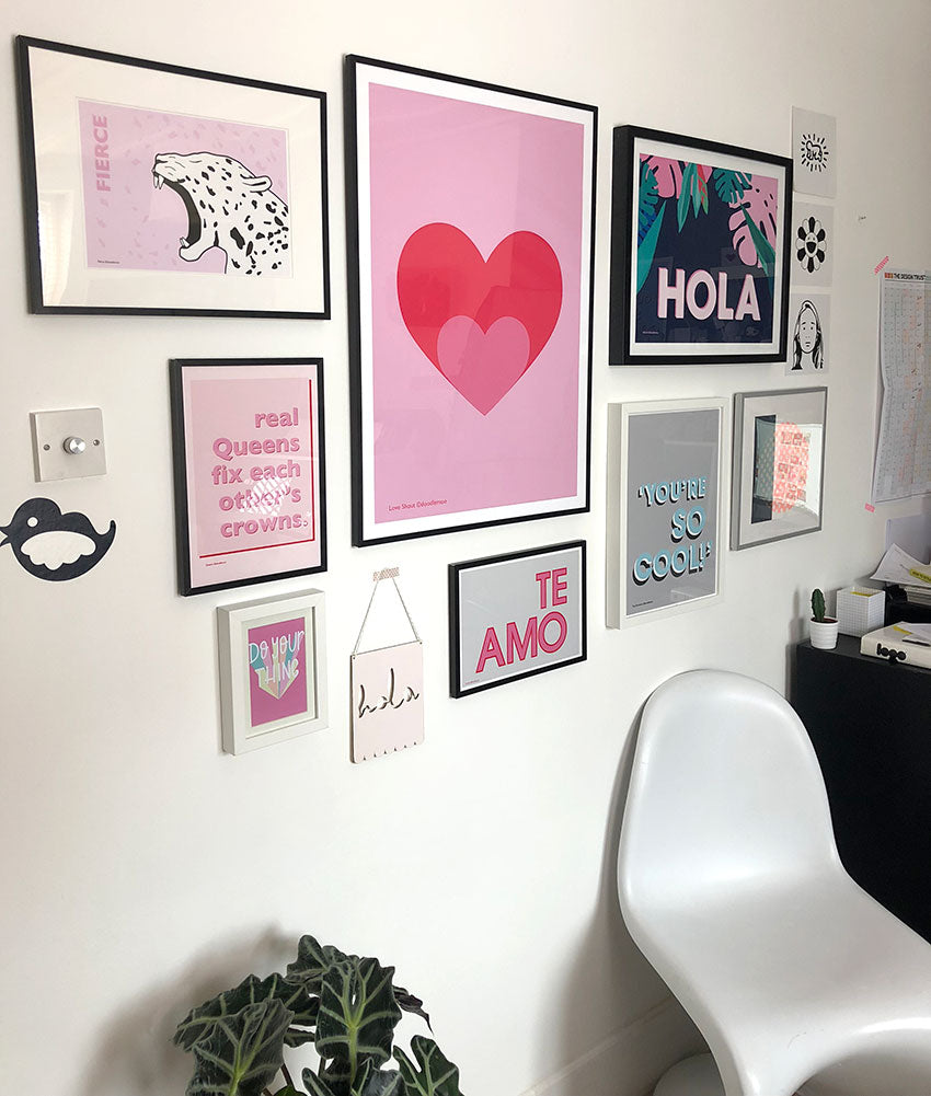 Gallery wall featuring Doodlemoo prints
