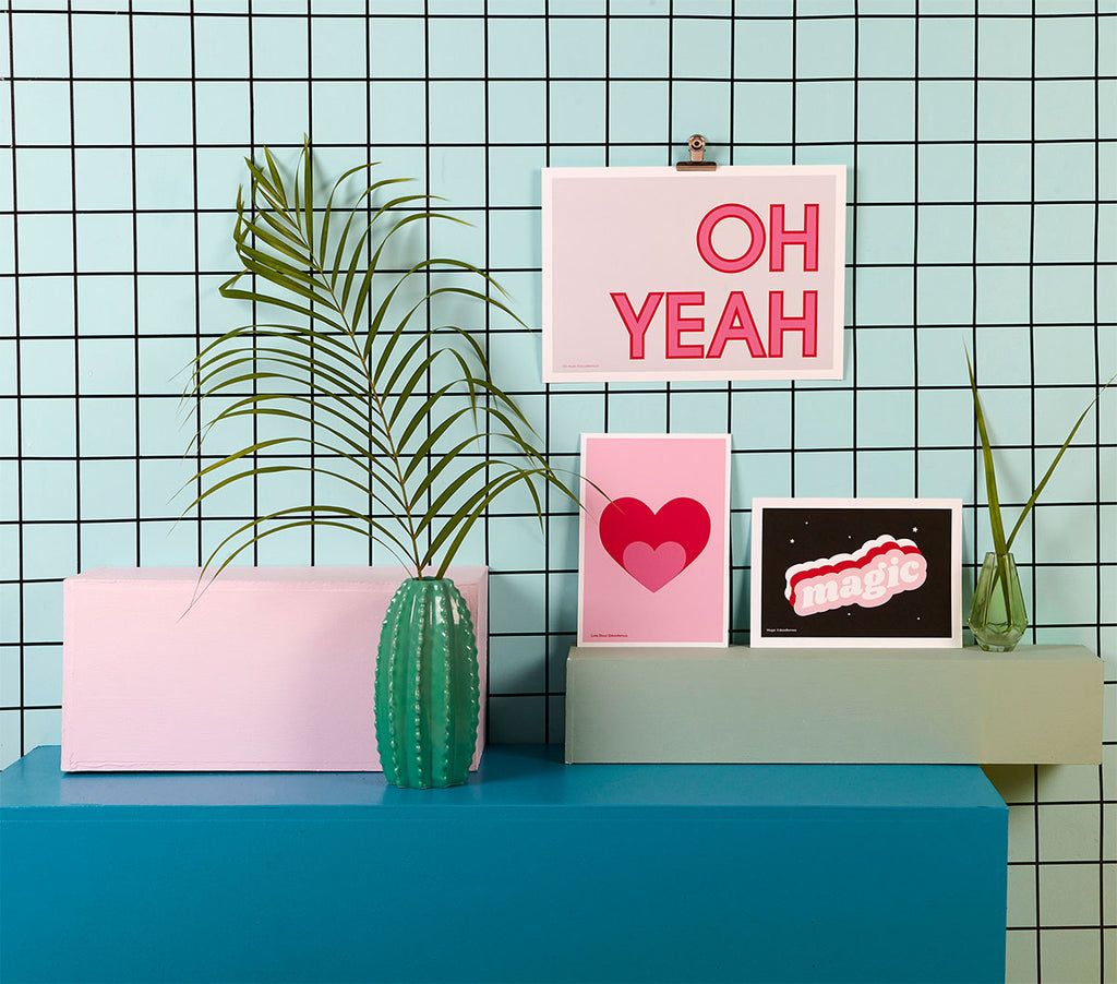 OH YEAH Typographic Print pink