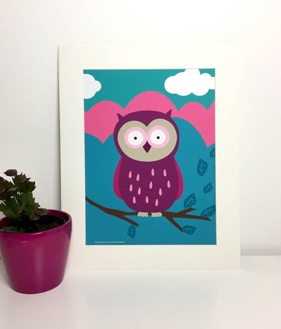 Oscar Owl, pink and blue Print