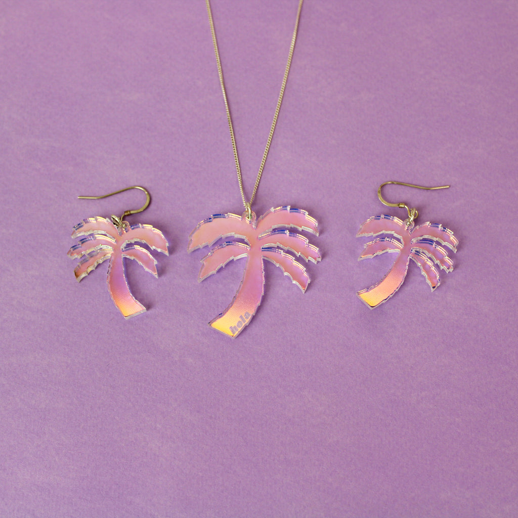 Palm Tree Jewellery set - Acrylic & Sterling Silver
