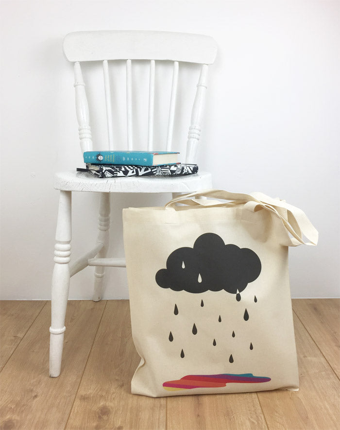 Tote bag CloudTote bag with Cloud, Rain and rainbow, Rain and rainbow