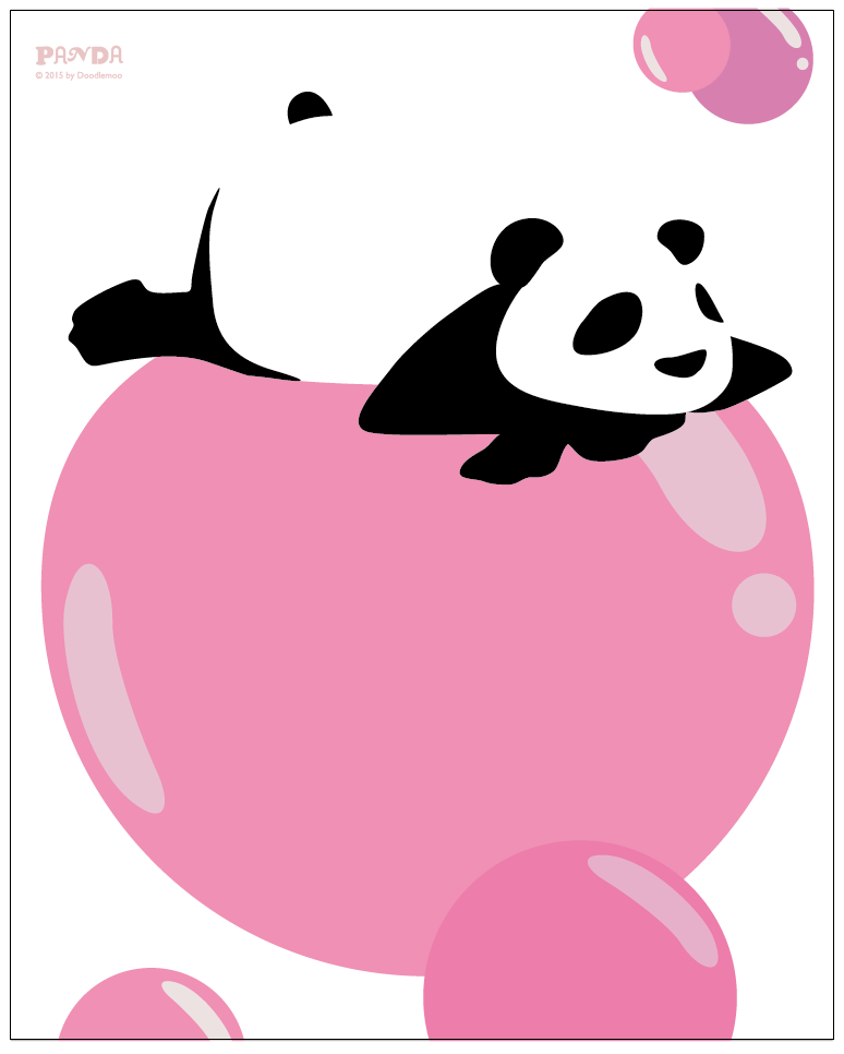 Panda on a bubble print/poster