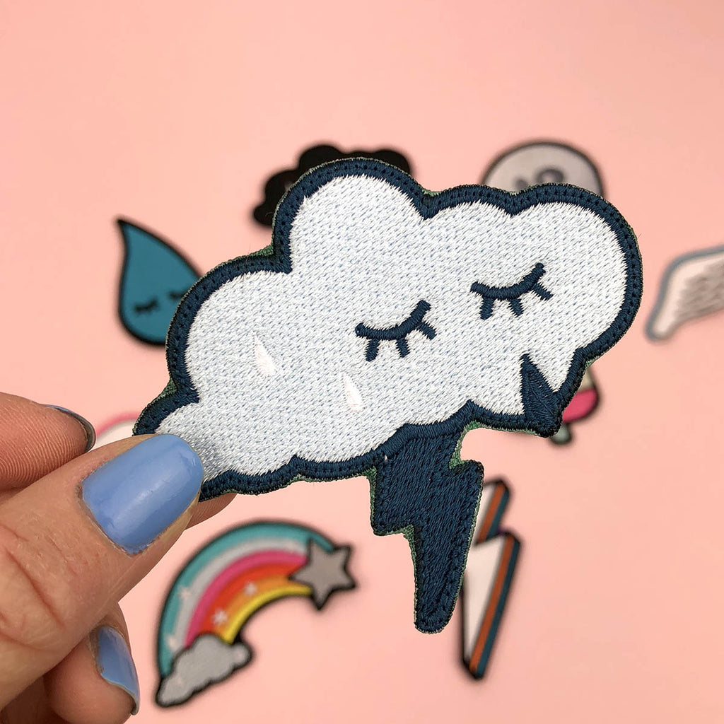 Sleepy cloud embroidered patch