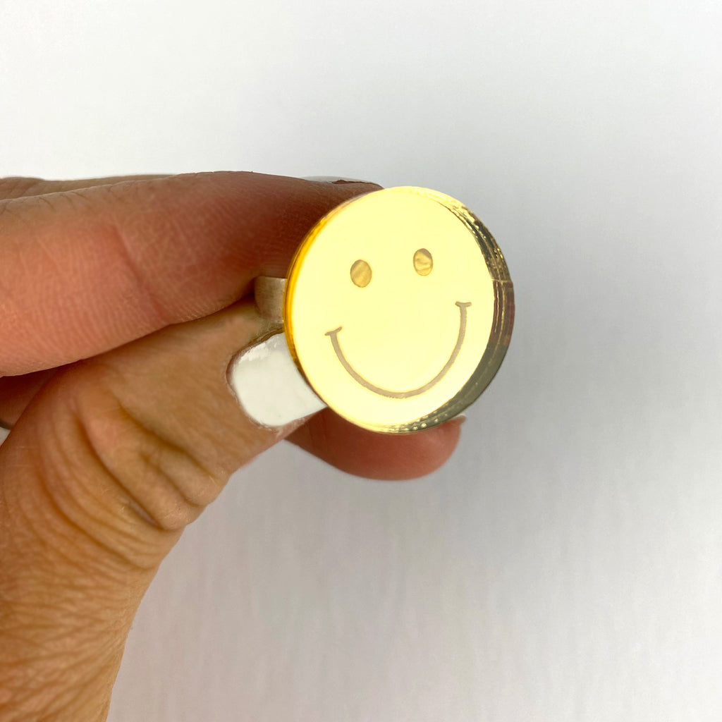 Happy face acrylic studs - Sterling Silver