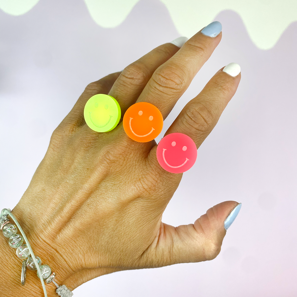 Happy face rings - Fluo colours
