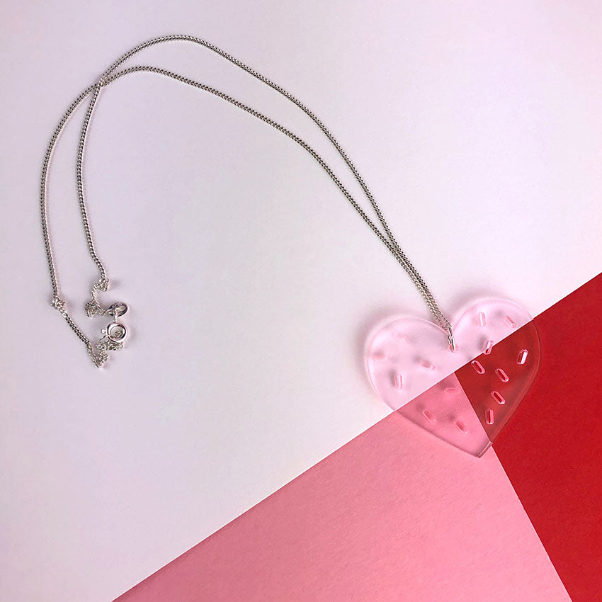 Sprinkle Love. Heart and sprinkles acrylic necklace with Sterling Silver chain