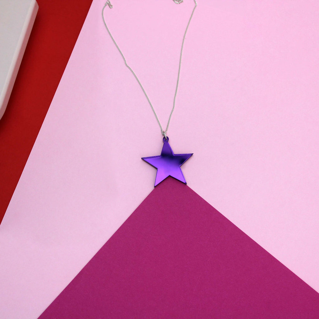 Super star acrylic necklace - Sterling silver chain