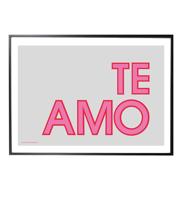 Te Amo typographic print