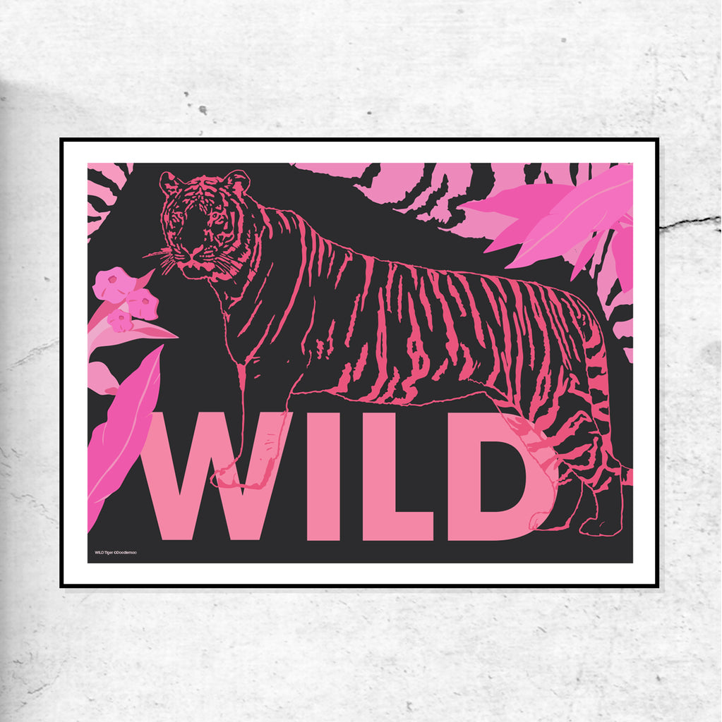 WILD Tiger Print Black & Pink